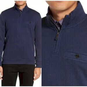 Ted Baker London Valerio Sweater Quarter 1/4 Zip Pullover Men 6 L/XL Blue